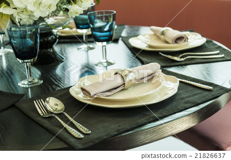 Ceramic tableware on the table 21826637