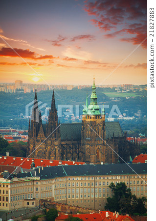 Vltava river and St.Vitus Cathedral in Prague Vltava river and St.Vitus Cathedral in Prague 21827883