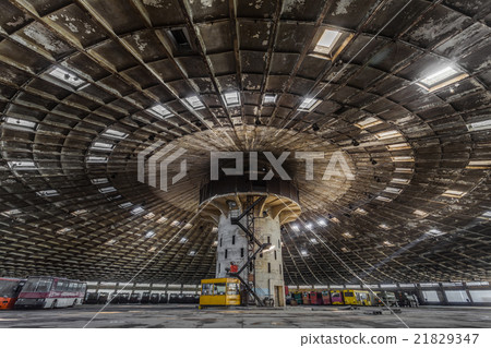 Abandoned bus depot with construction circus Abandoned bus depot with construction circus 21829347