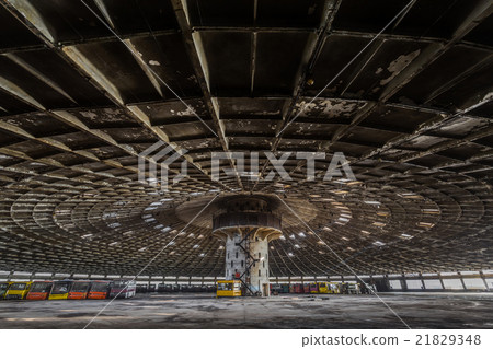 Abandoned bus depot with construction circus Abandoned bus depot with construction circus 21829348