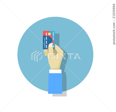 Hand holding credit card ,flat style trend modern Hand holding credit card ,flat style trend modern 21830994
