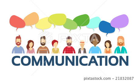 插图素材: casual people group chat bubble communication