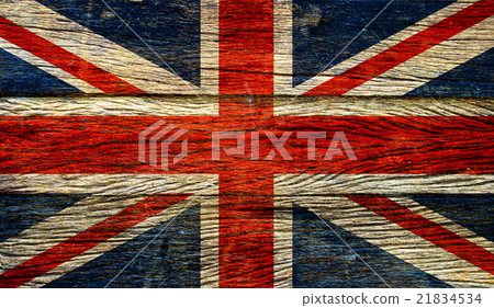 Great britain flag  on old wood background 21834534