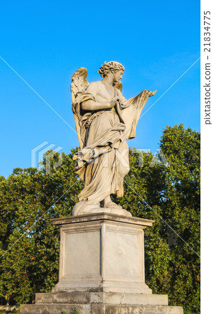 Ancient marble sculpture of angel on the bridge Ancient marble sculpture of angel on the bridge 21834775