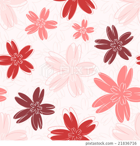 Vector seamless pattern with red flowers - Stock Illustration [21836716 ...
