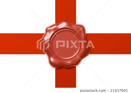 Red wax seal on red ribbon cross isolated on white Red wax seal on red ribbon cross isolated on white 21837605