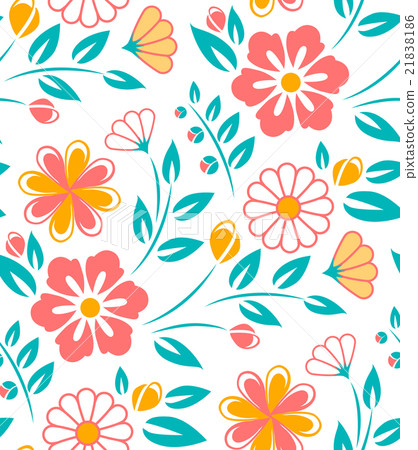 Seamless flower pattern on white background - Stock Illustration ...