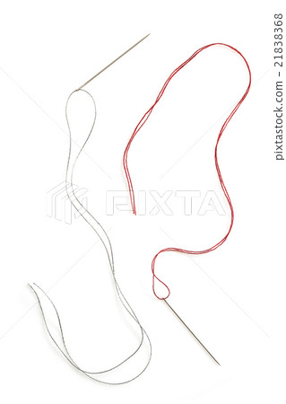 needle and thread  on white 21838368