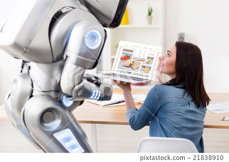 Nice girl holding laptop  21838910