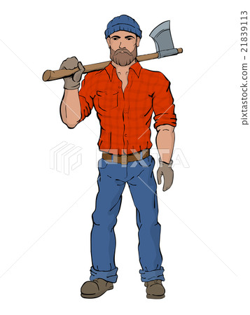 lumberjack holds in hands axe 21839113