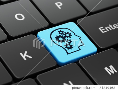 Business concept: Head With Gears on computer Business concept: Head With Gears on computer 21839368