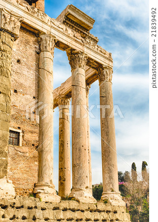 Ruins of the Temple of Antoninus in Rome, Italy 21839492