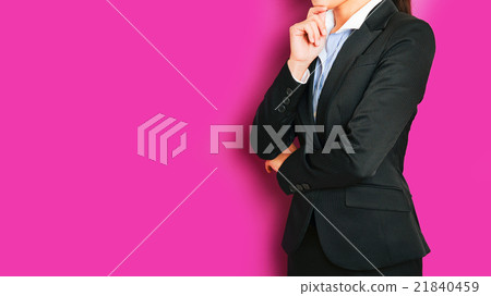 Worried business woman, pink background Worried business woman, pink background 21840459