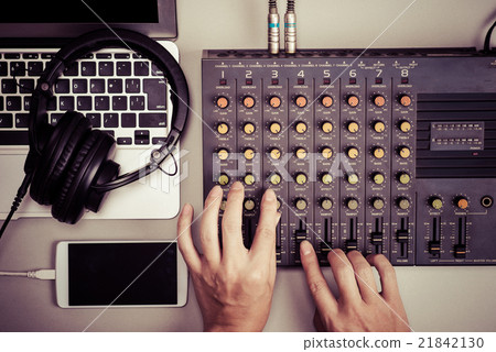 Mixer, laptop and smartphone 21842130