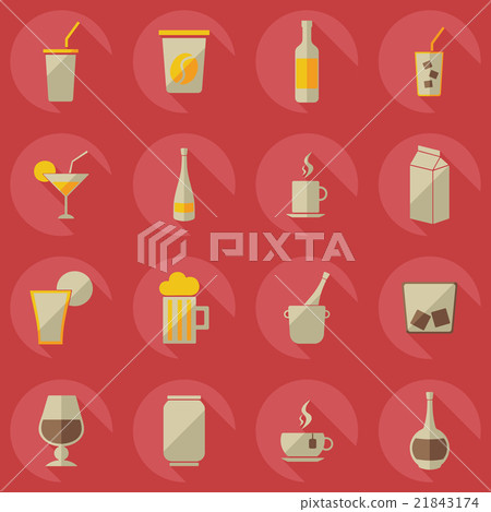 Flat modern design with shadow icons beverage 21843174