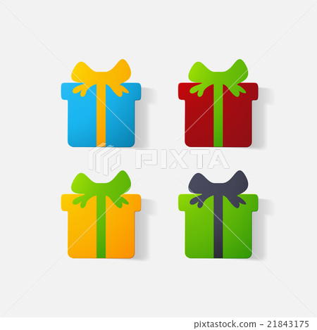 Paper clipped sticker: gift with bow Paper clipped sticker: gift with bow 21843175