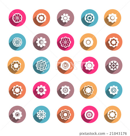 Paper clipped sticker: set of flowers Paper clipped sticker: set of flowers 21843176