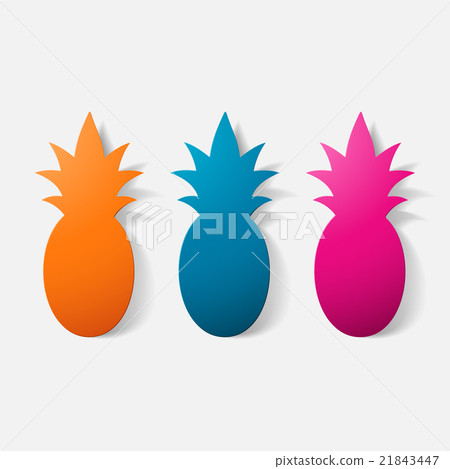 Paper clipped sticker: fruit, pineapple Paper clipped sticker: fruit, pineapple 21843447