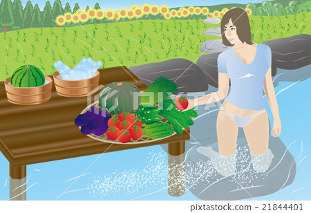 Women washing summer vegetables Women washing summer vegetables 21844401