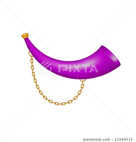 Hunting horn in purple design with golden chain  21844515