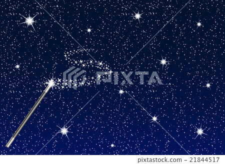 Winter night with snowflakes and magic wand  21844517