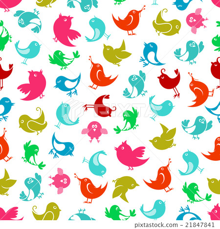 Seamless colorful funny birds pattern - Stock Illustration [21847841 ...