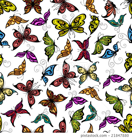 Colorful seamless flying butterflies pattern Colorful seamless flying butterflies pattern 21847880