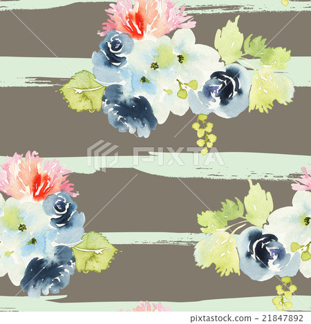 Seamless pattern with flowers watercolor 21847892