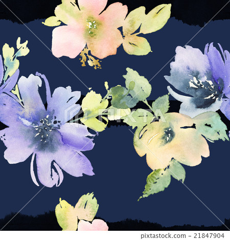 Seamless pattern with flowers watercolor 21847904