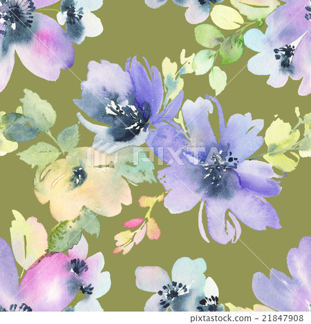 Seamless pattern with flowers watercolor 21847908