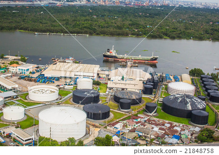 Refinery dock on the river 21848758