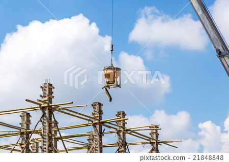 Crane working in construction on blue sky Crane working in construction on blue sky 21848848