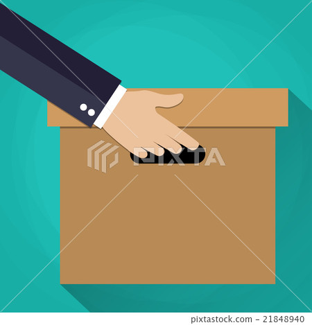 Hand carrying a cardboard box.  21848940