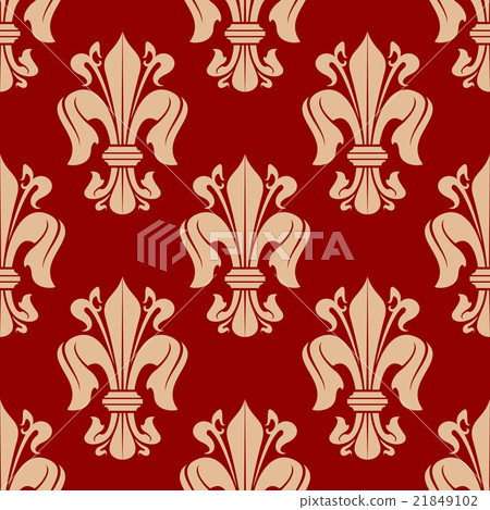 Red fleur-de-lis seamless pattern background 21849102