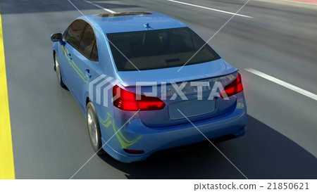 city abstract car view 3d 21850621