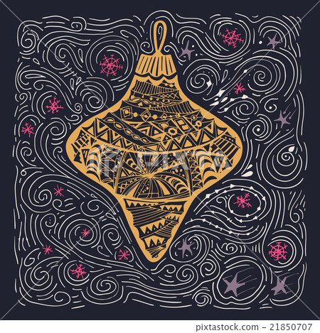 Hand drawn Christmas toy and doodle backdrop. 21850707