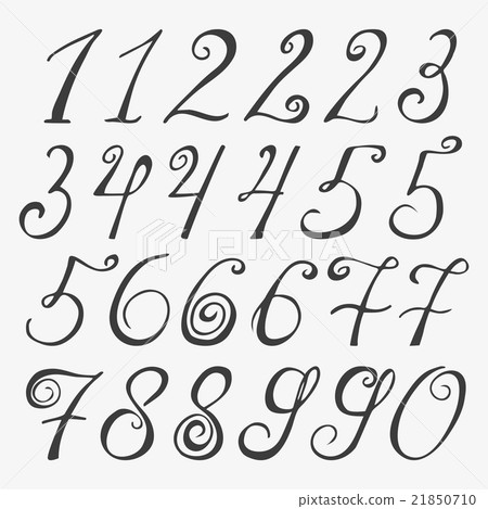 Hand drawn numbers. Vector sketch illustration. Hand drawn numbers. Vector sketch illustration. 21850710