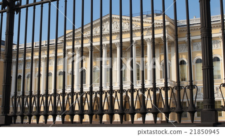 high iron fence in front of palace high iron fence in front of palace 21850945
