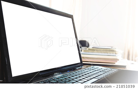 Laptop on working desk with copy space on screen 21851039