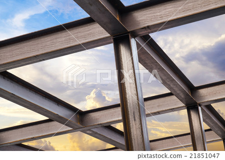 I-Beam steel construction, on blue sky I-Beam steel construction, on blue sky 21851047