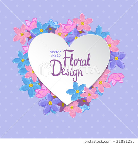 Floral vector frame. Heart shape - Stock Illustration [21851253] - PIXTA