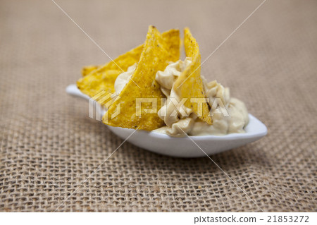 Delicious Jewish hummus  with spicy red pepper 21853272