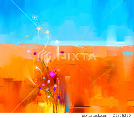 Abstract colorful oil painting landscape on canvas - Stock Illustration ...