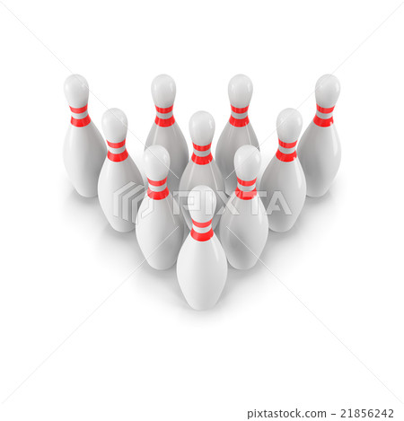 Group of Bowling Pins Isolated on White Background Group of Bowling Pins Isolated on White Background 21856242