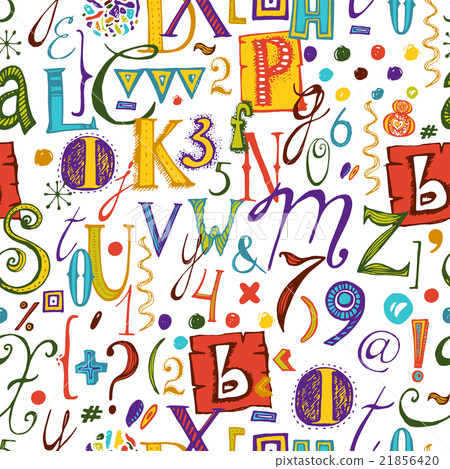 Hand Drawn Font Seamless Pattern 21856420