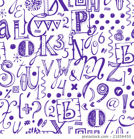 Hand Drawn Font Seamless Pattern - Stock Illustration [21856450] - PIXTA