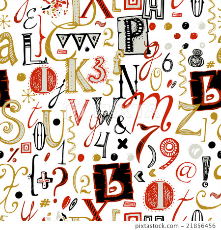 Hand Drawn Font Seamless Pattern 21856456