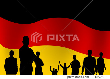Silhouette People Group Over German Flag 21857390