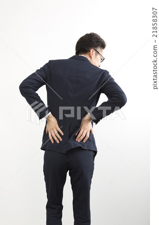Illness Male businessman Lumbagation whole body rear body Part white back Illness Male businessman Lumbagation whole body rear body Part white back 21858307