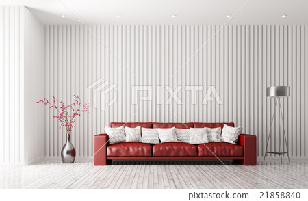 Modern interior of living room with red sofa 3d 21858840